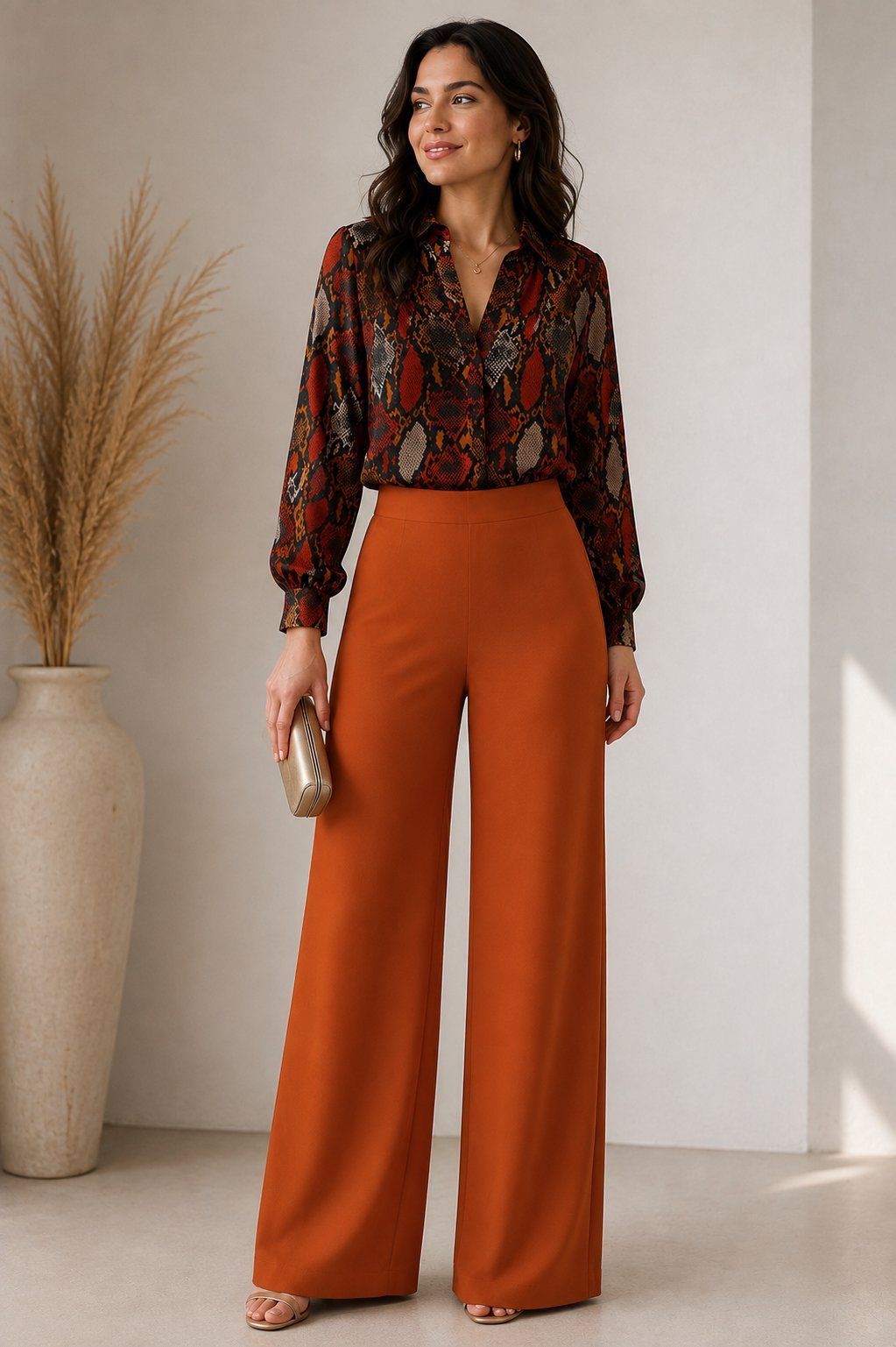 Chemise en mousseline et pantalon large 