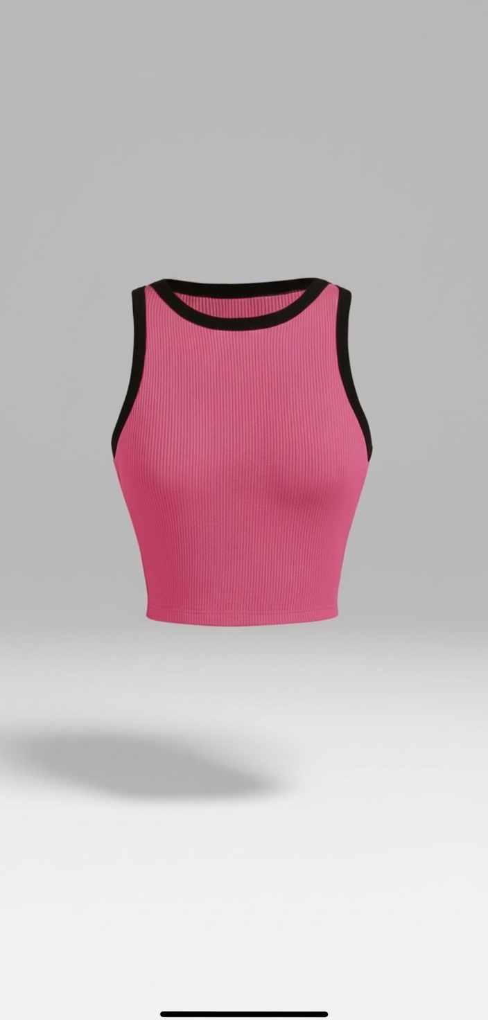 Haut rose avec contrast noir