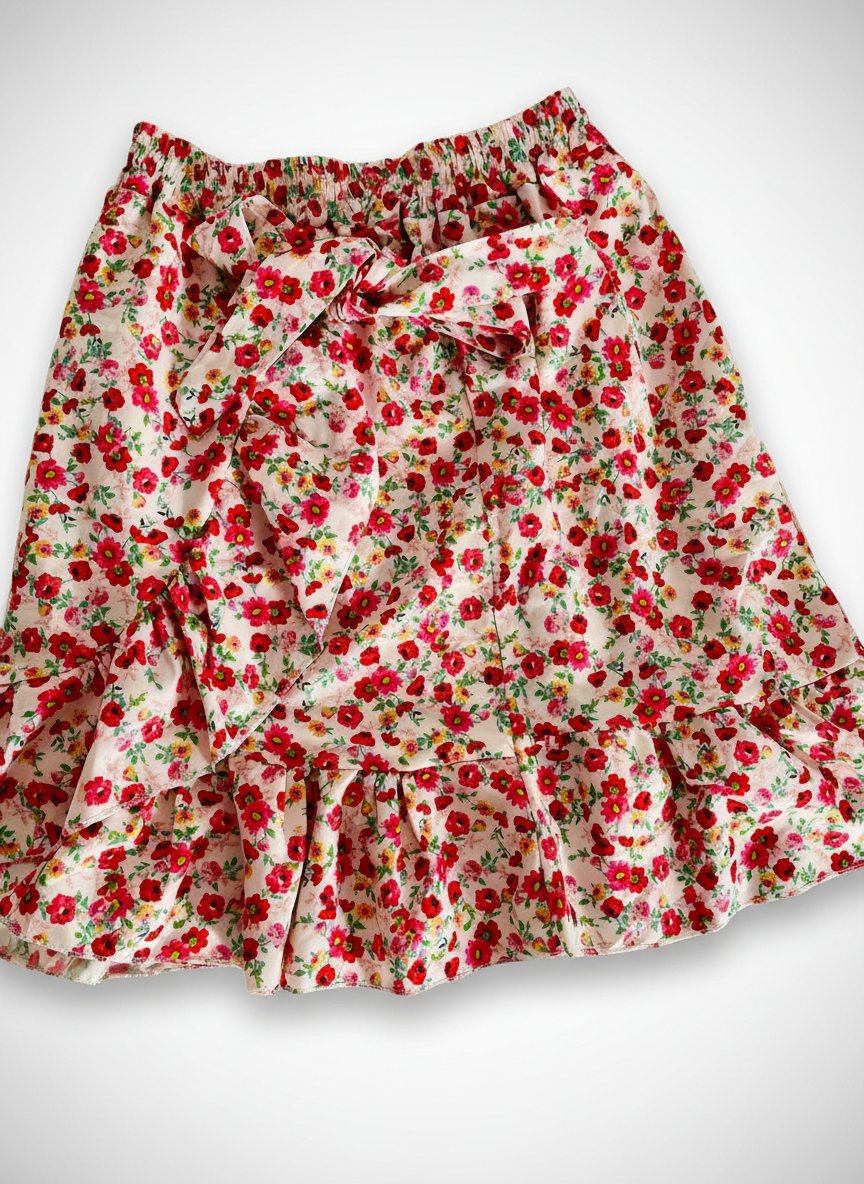Jupe à volant style portefeuille fleurie très beau porté made in Italy 