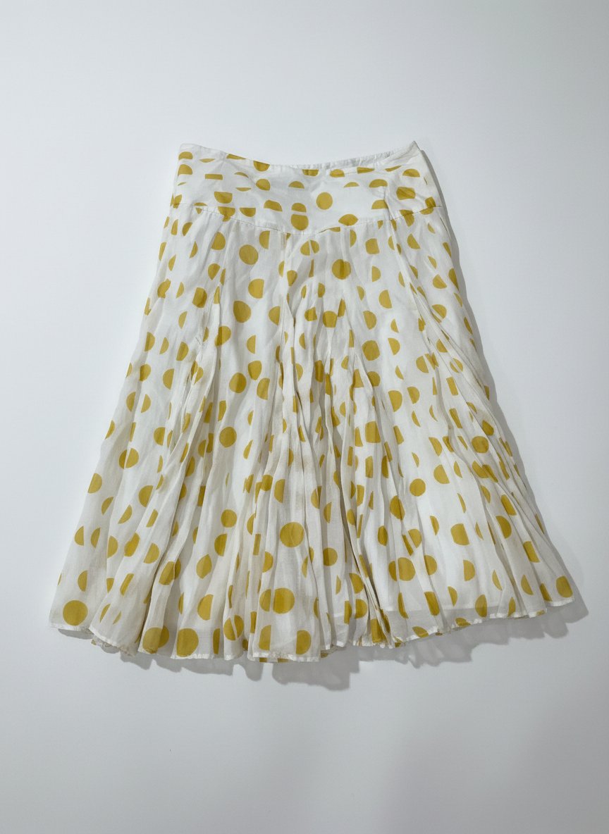 Jupe plkadots blanc et jaune midi 