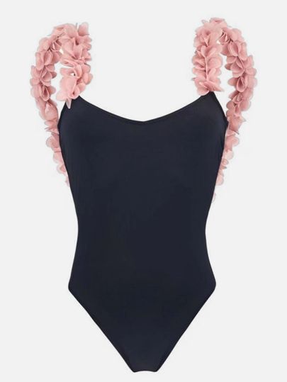 Maillot de bain une pièce à dos échancré décoré fleur