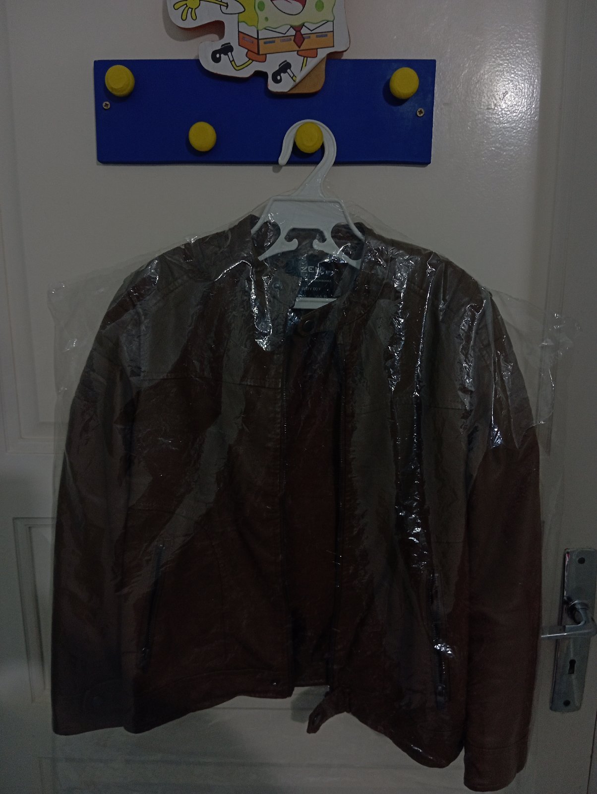 Veste cuire marron 