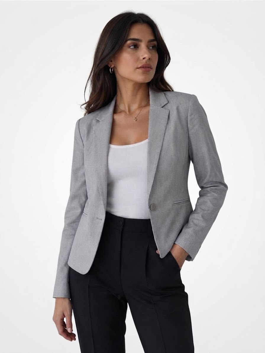 Blazer gris claire surtaille ajuste pour femme