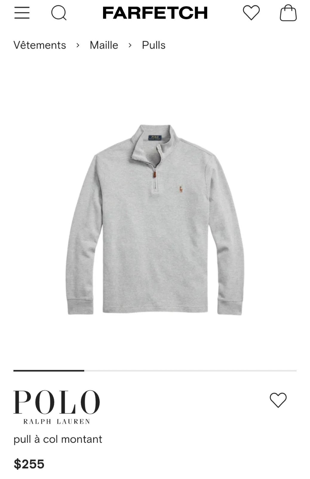 POLO RALPH LAUREN  ESTATE RIB QUARTER ZIP  PULLOVER - PULLOVER -  ANDOVER HEATHER
