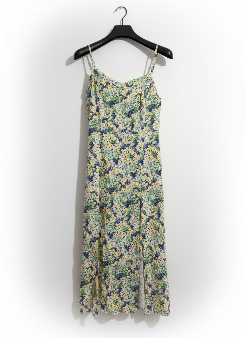 Robe fleurie avec fente M
