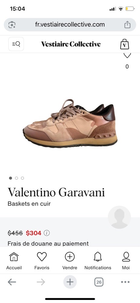 Basket en cuir valentino authentique 35