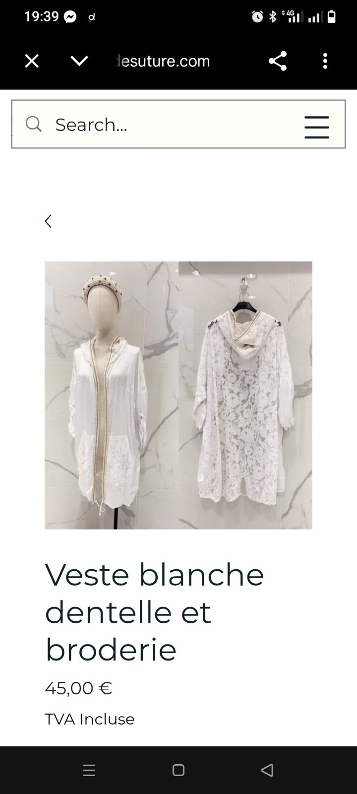Veste en soie et dentelle broderie en dorée 