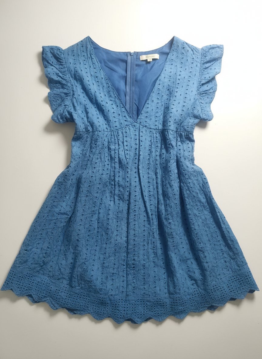 Robe shorte en broderie anglaise bleu roi