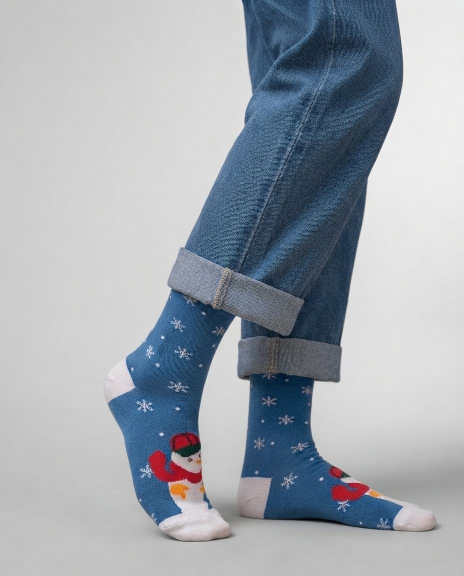 🧦 Chaussettes d’hiver b motif bonhomme de neige ☃️❄️