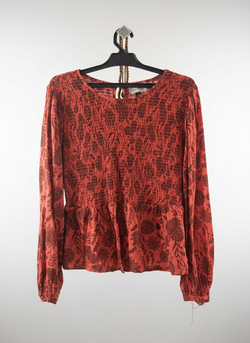  Pull/blouse orange à motifs floraux manches longues