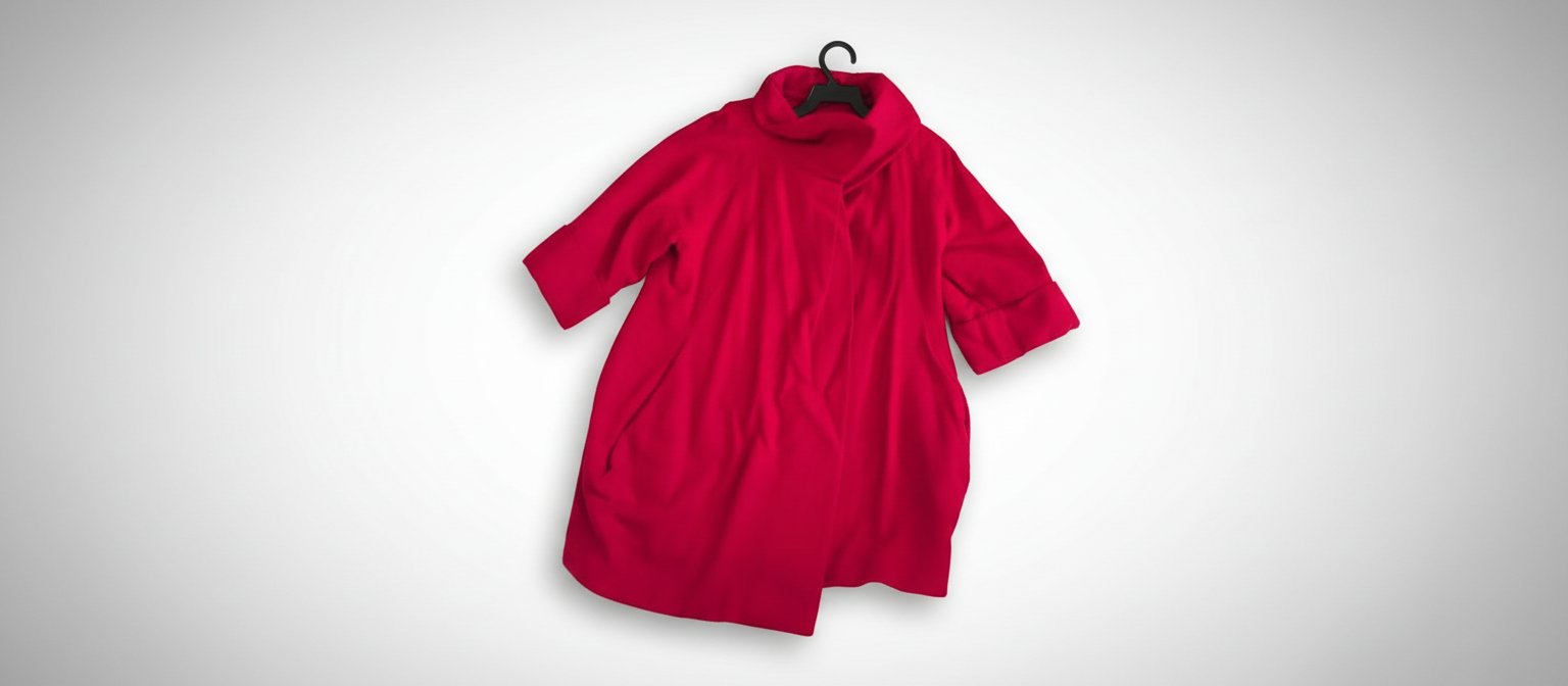 Manteau / trench rouge élégant et chaud manches 3/4