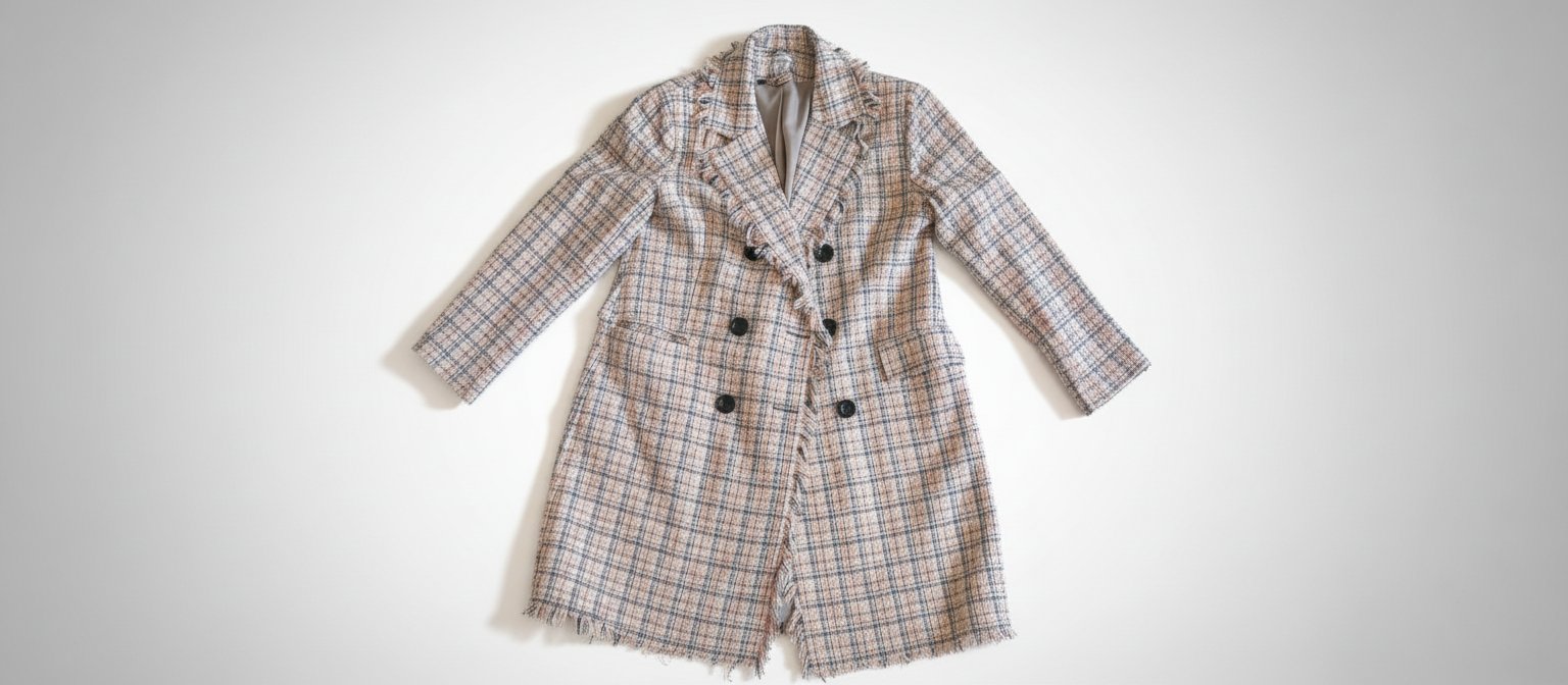 Manteau tweed élégant style chic parisien