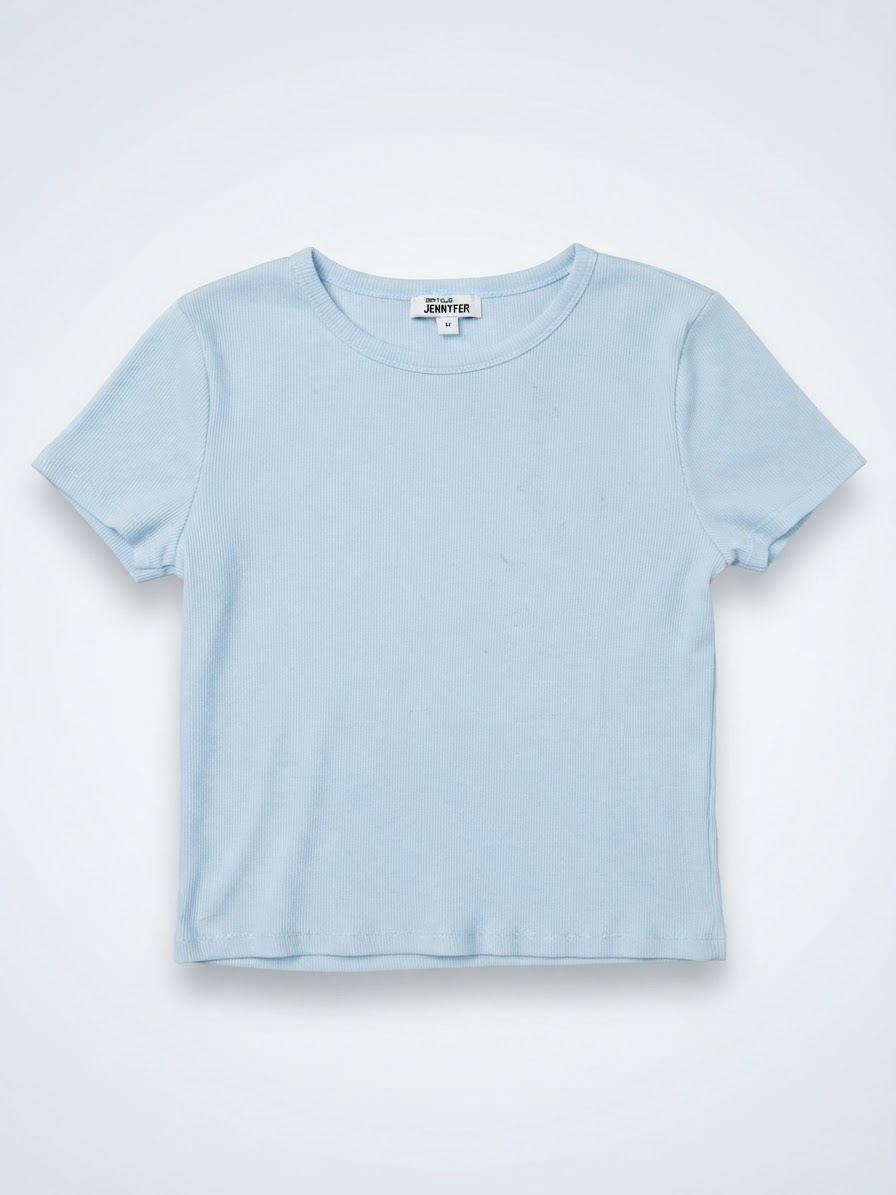 T-shirt blanc côtelé manches courtes