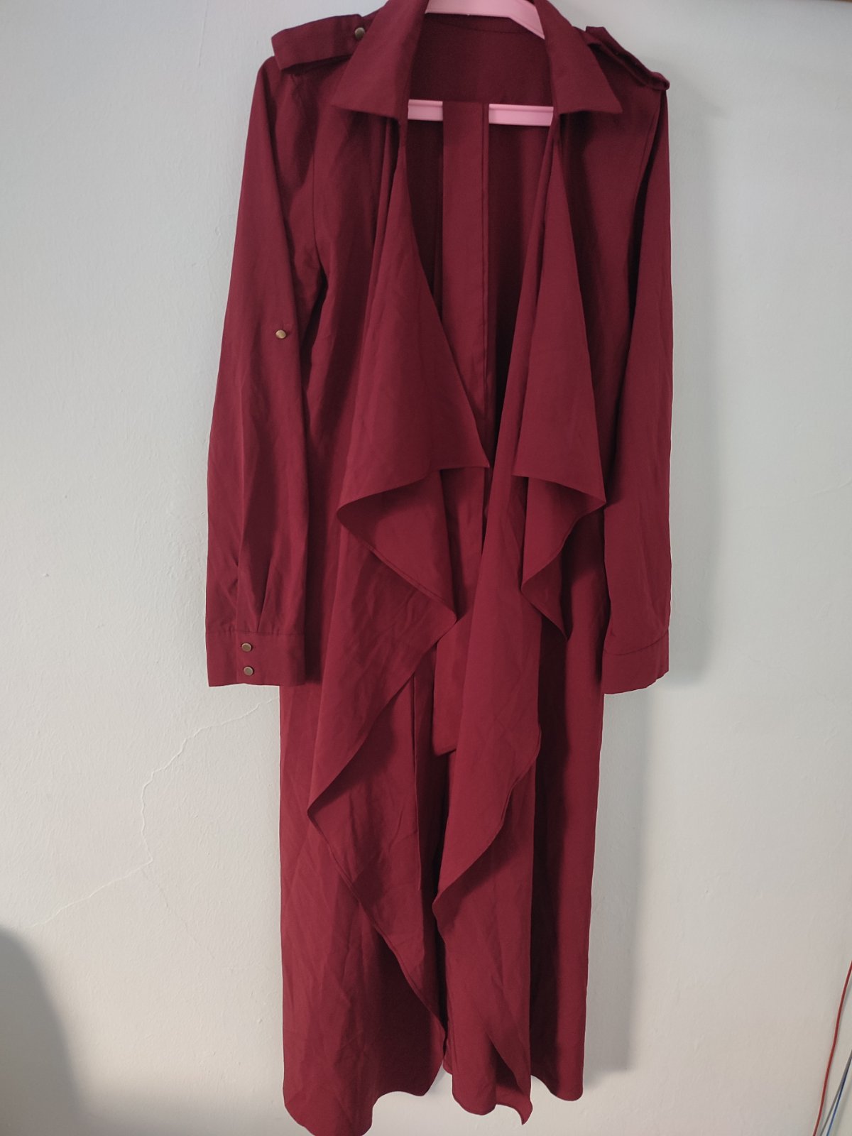 Trench-coat long rouge bordeaux 