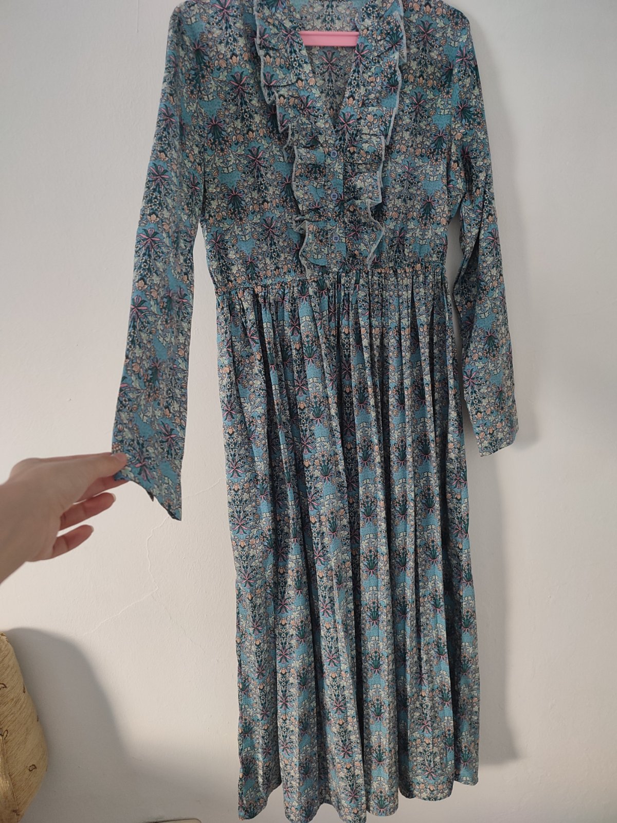Robe longue fleurie bleue taille unique S/M