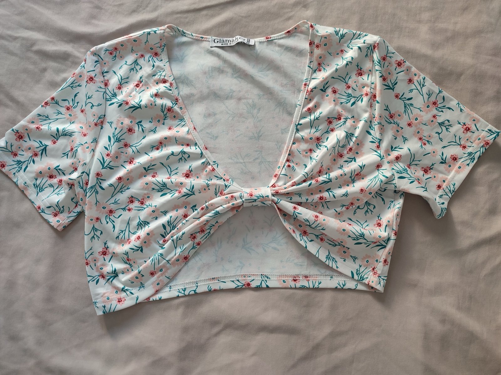 Crop top fleuri blanc - taille S/M