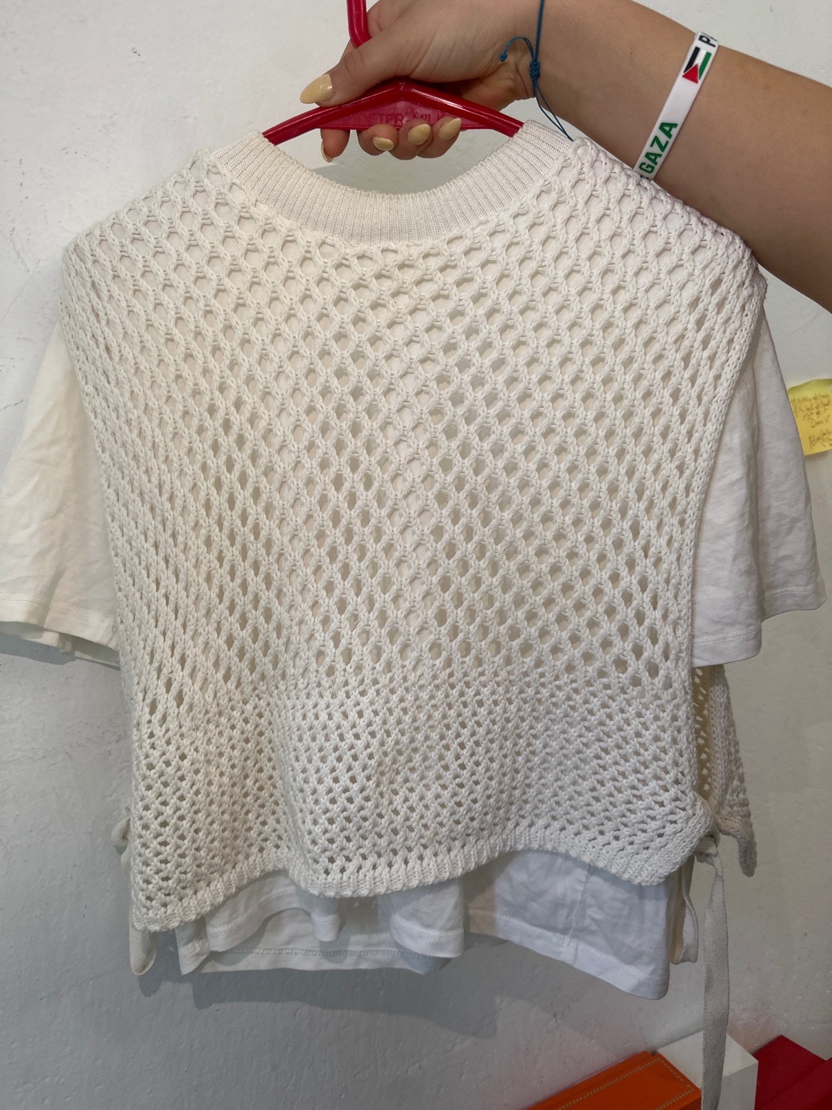 Top en maille ajourée En blanc 