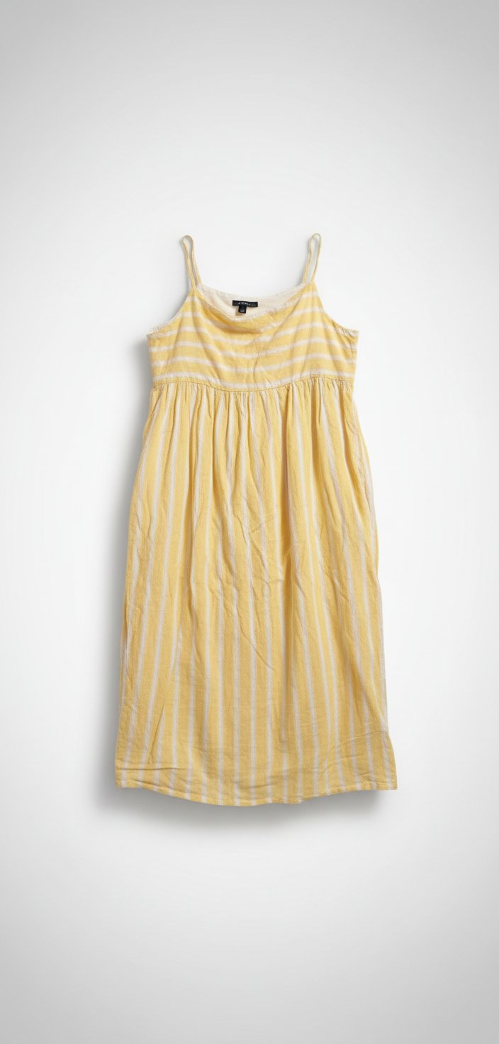 Une robe rayée jaune et blanche  de la marque KIABI 