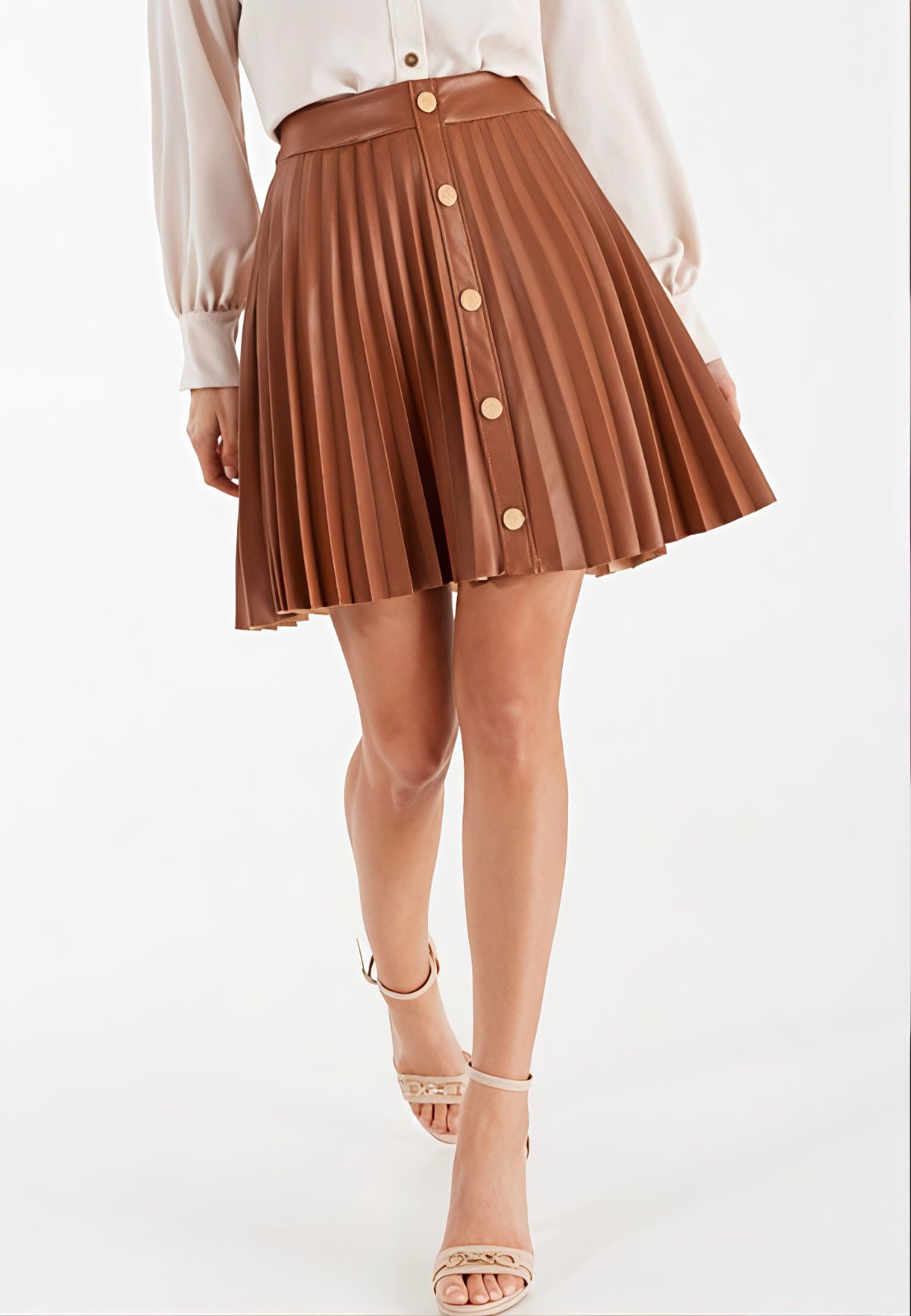 Jupe plissée semi cuir