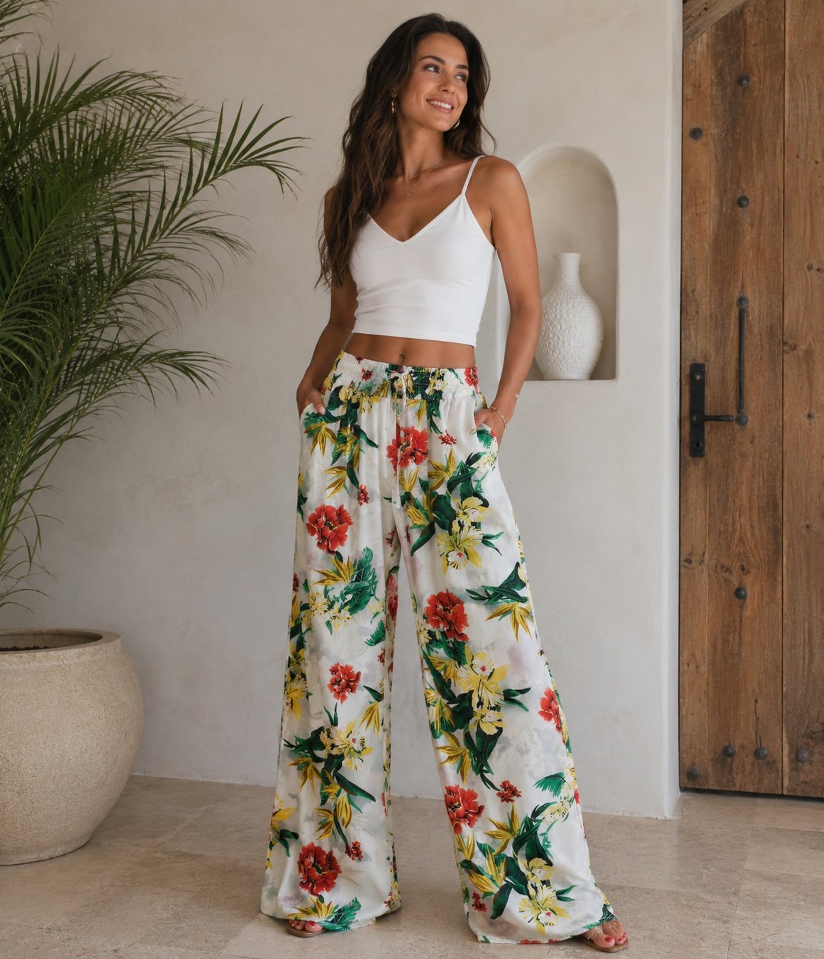 Pantalon fleuri large