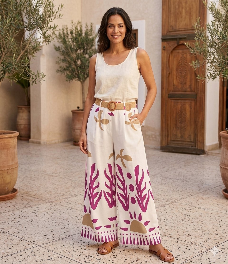 Pantalon large avec ceinture 