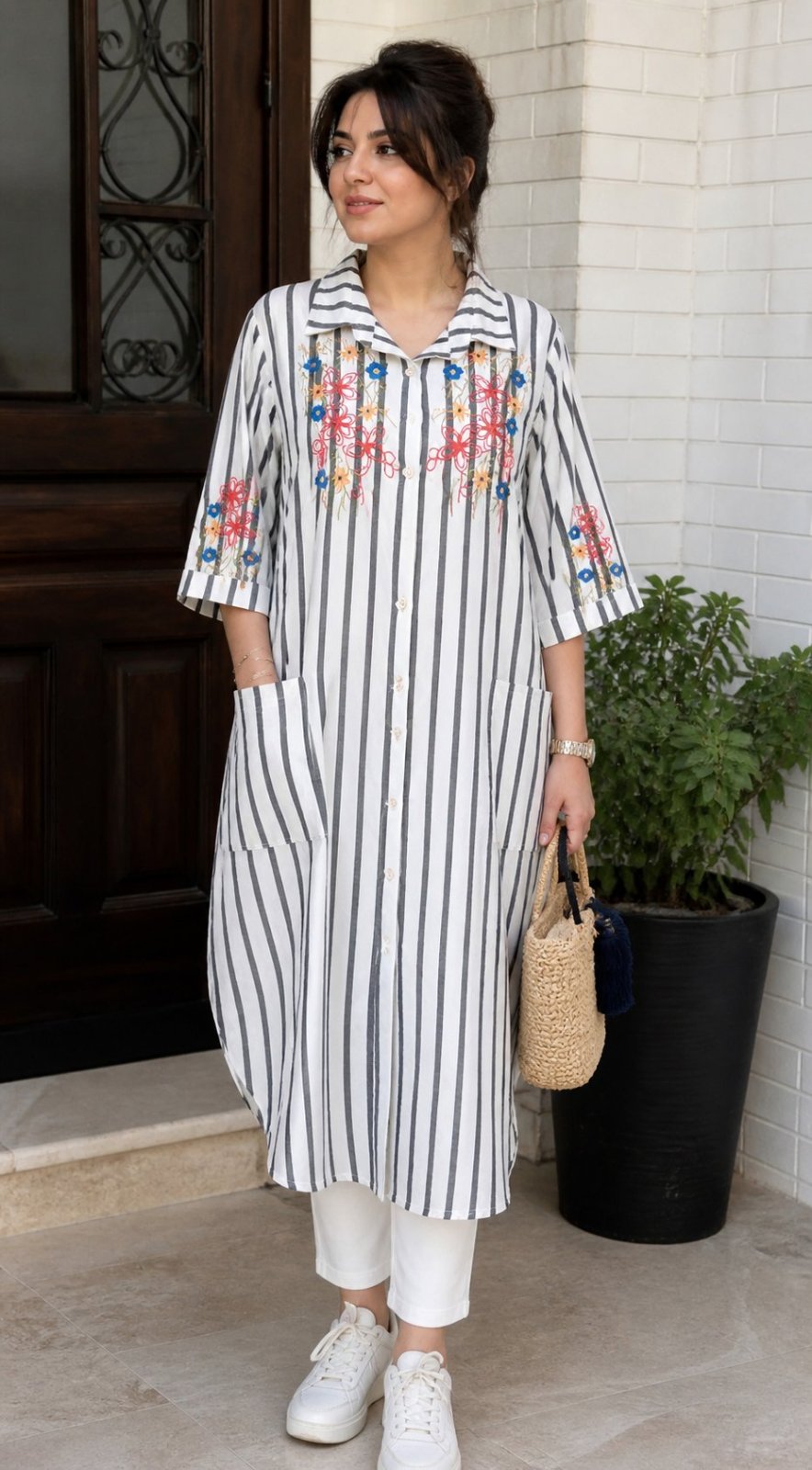 Robe chemise brodé 