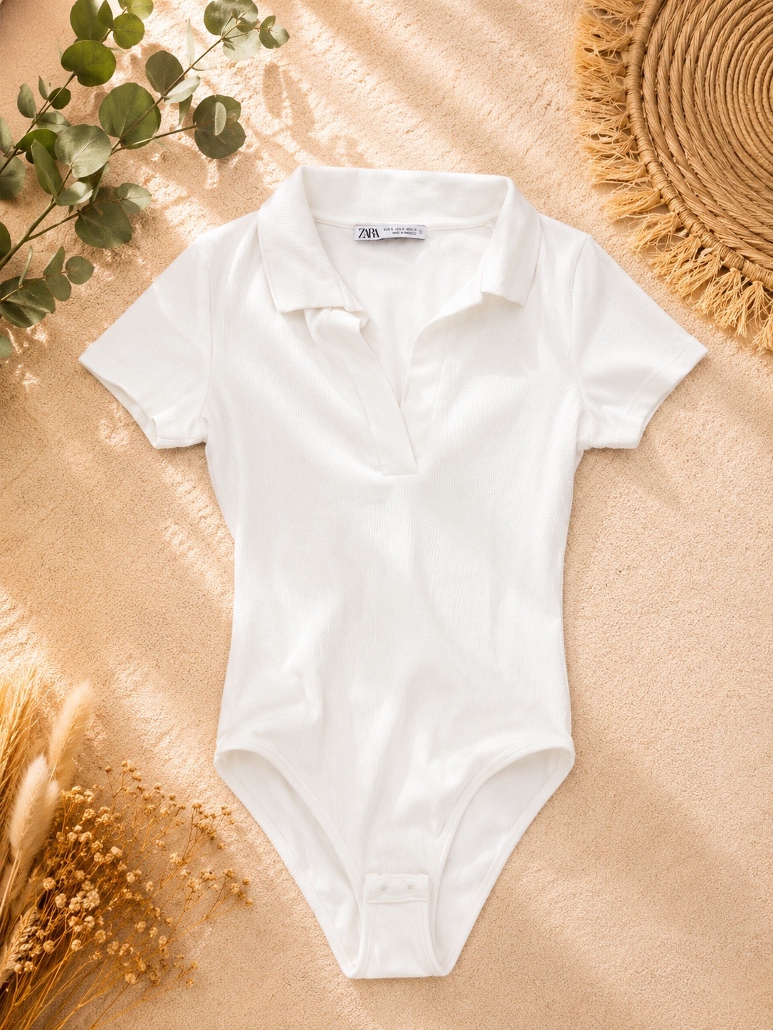Body Zara blanc côtelé – Taille S