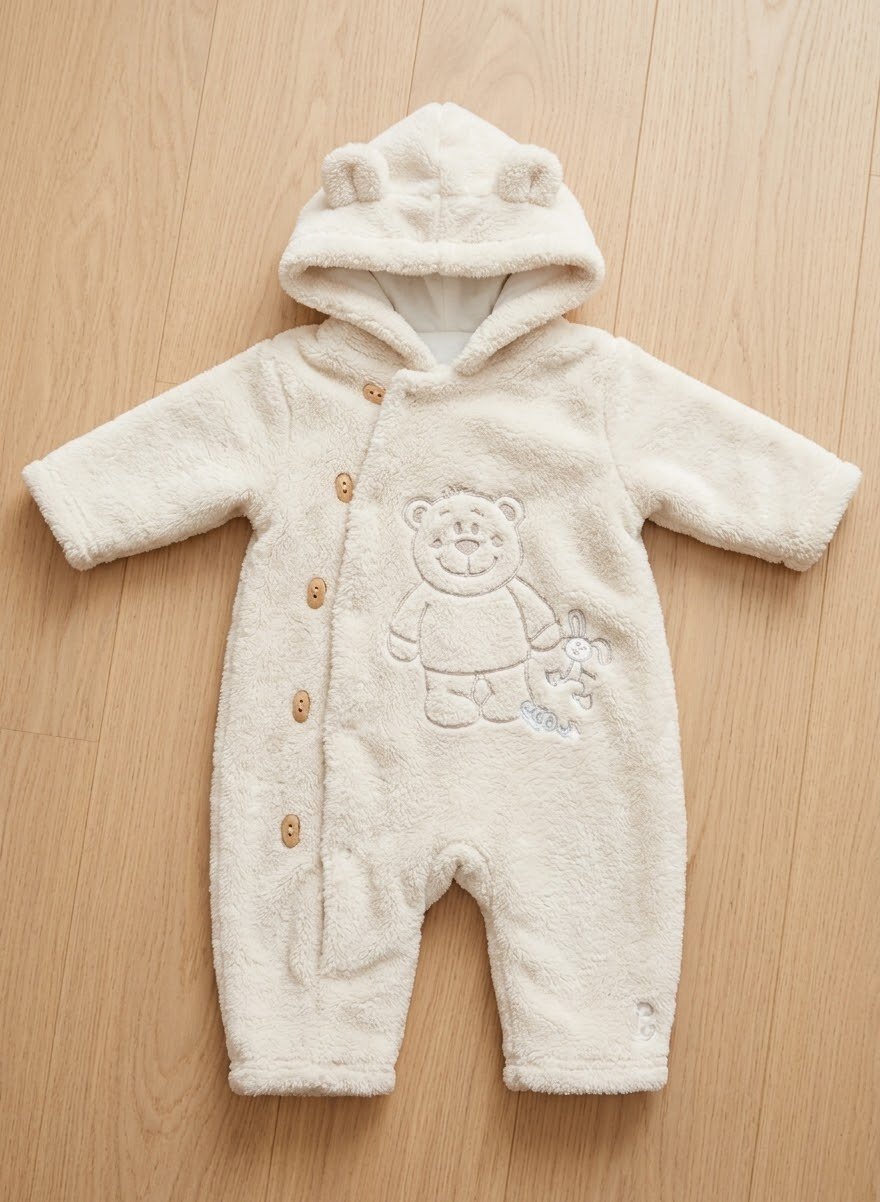 Combi-pilote bébé ours beige 3-6 mois