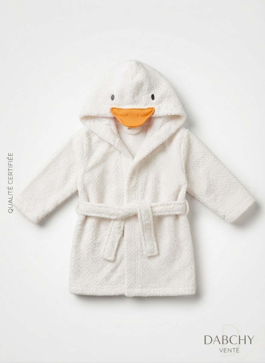 Peignoir de bain canard blanc  3-6 mois