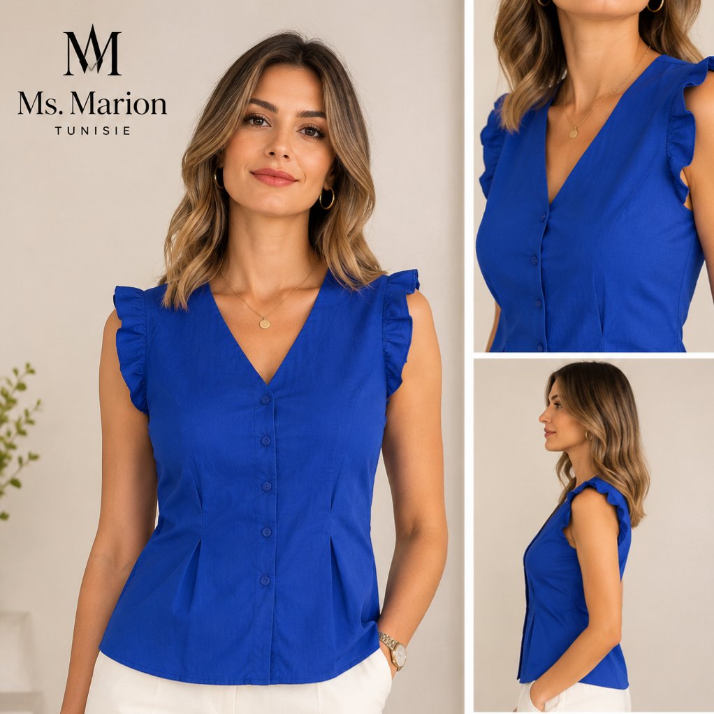 Chemisier sans manches bleu électrique – Ms. Marion 💙