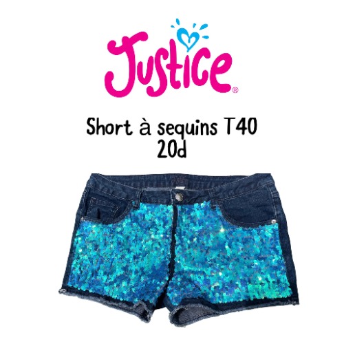 Short à sequins bleu 