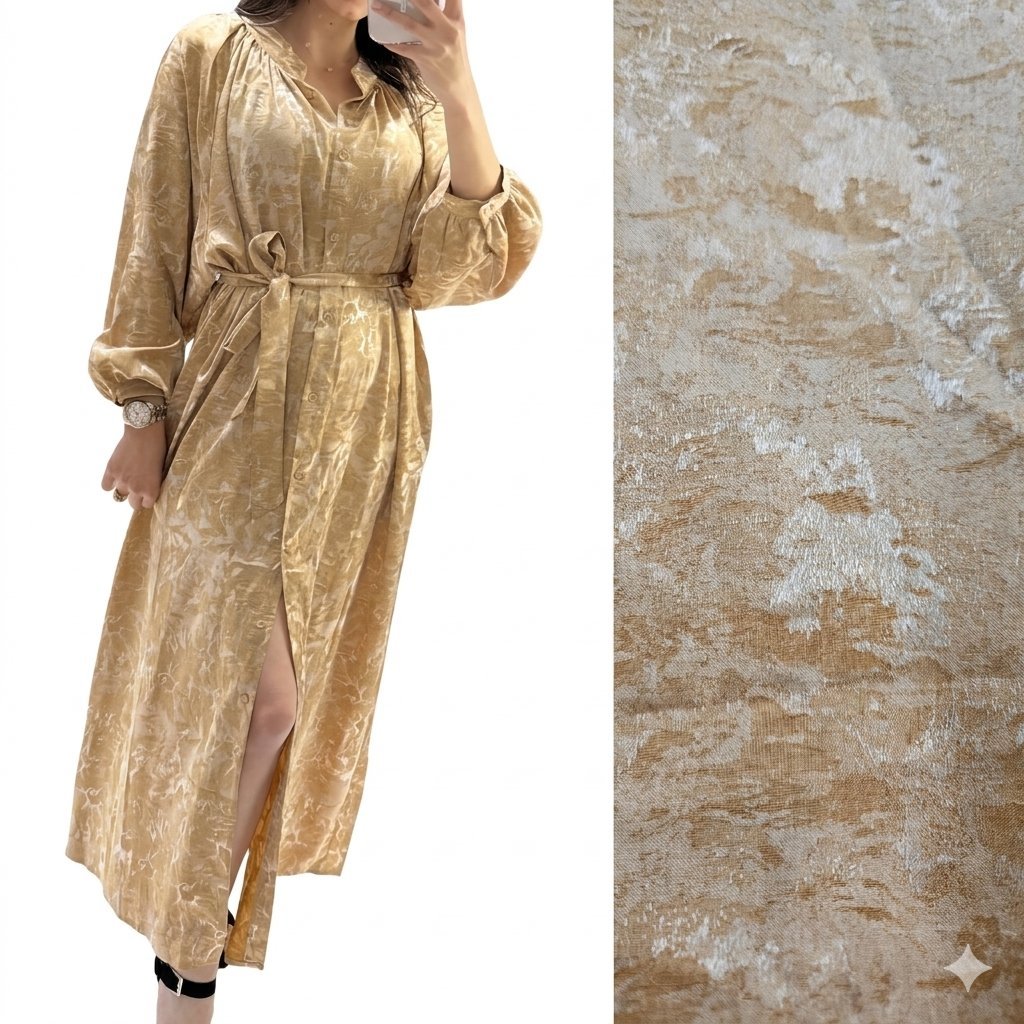 Robe longue effet satinée doré/beige neuf avec étiquette 