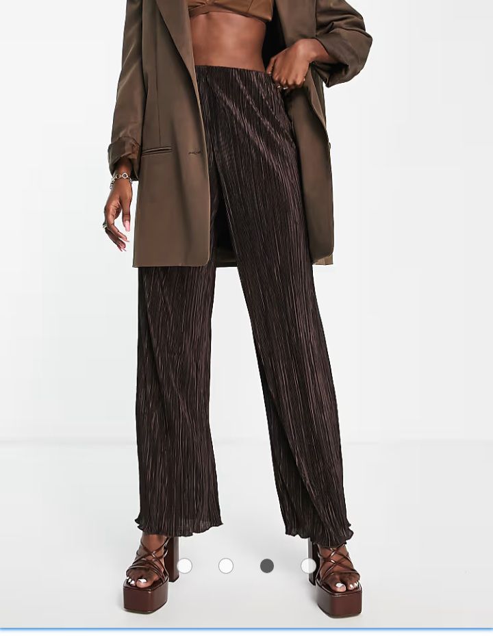 pantalon large, plissée 