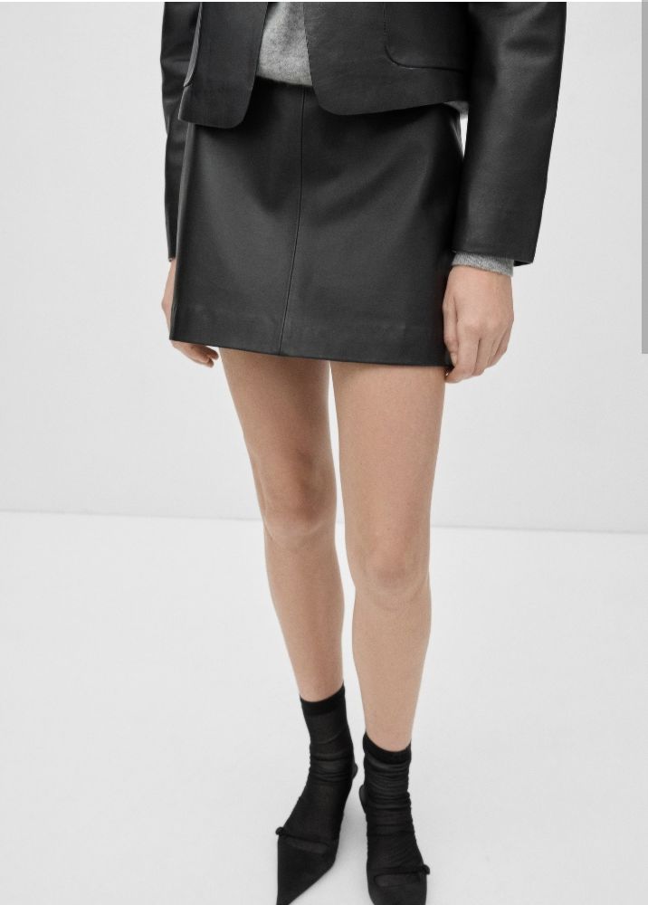 mini jupe en cuir véritable 
