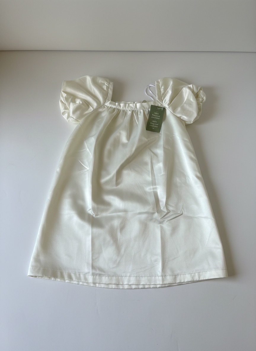 Robe fille satine blanc 