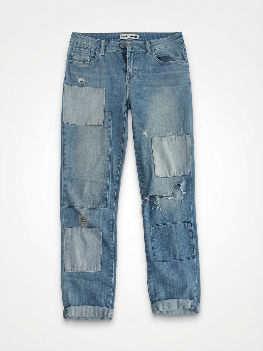 Djean en denim aspect cargo made in France 