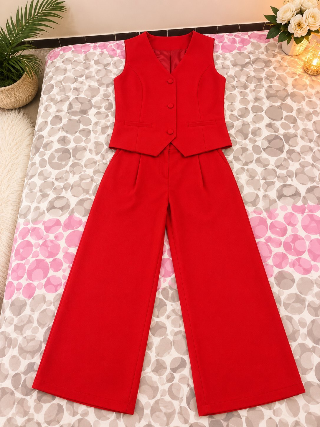 Ensemble tailleur sans manches et blazer