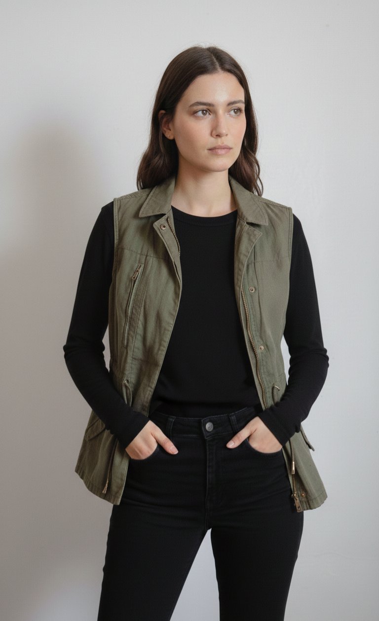 Veste sans manches style utilitaire _ Saharienne