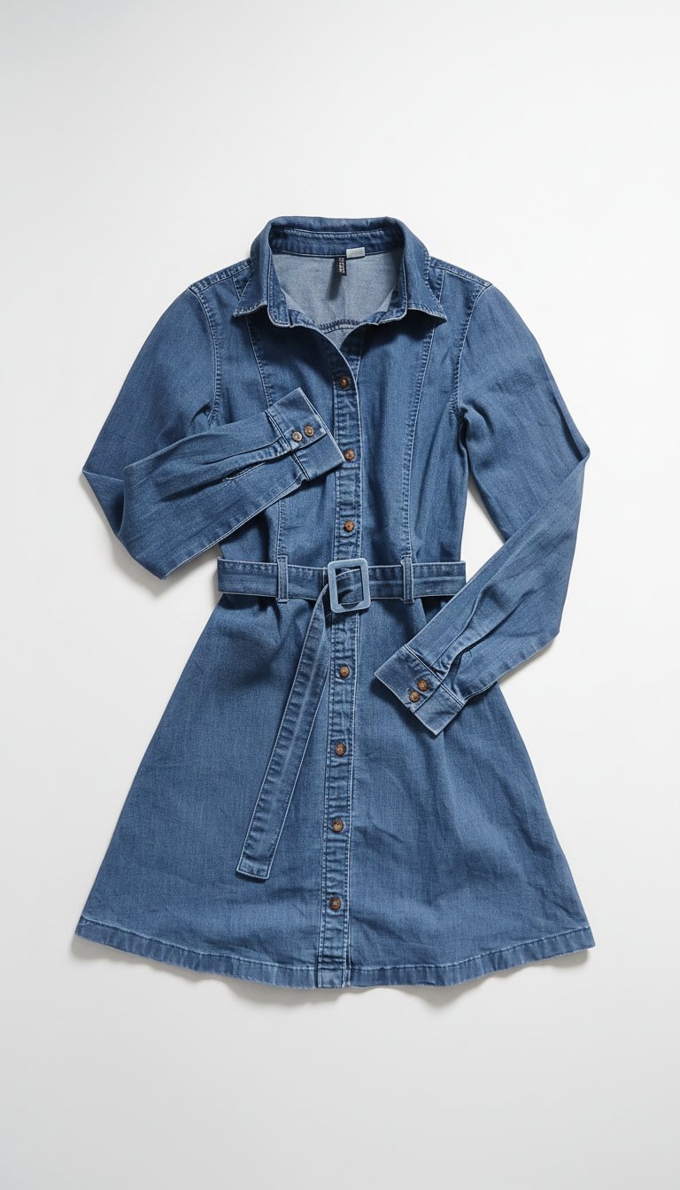 Robe chemise en denim bleu H&M - Manches longues et boutons - Taille 34/36