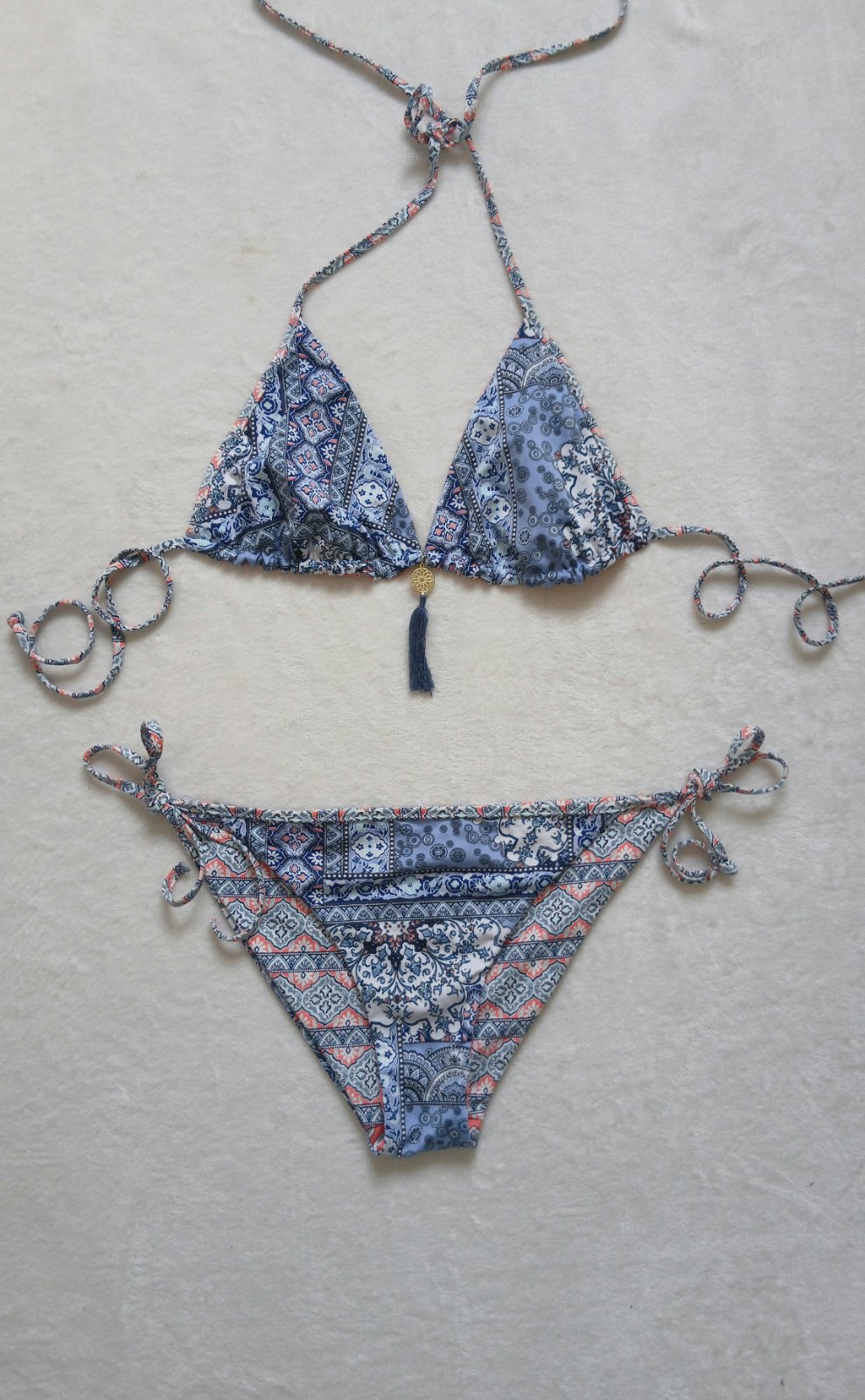 Haut de Bikini Triangle Réversible H&M - Imprimé Bleu & Orange