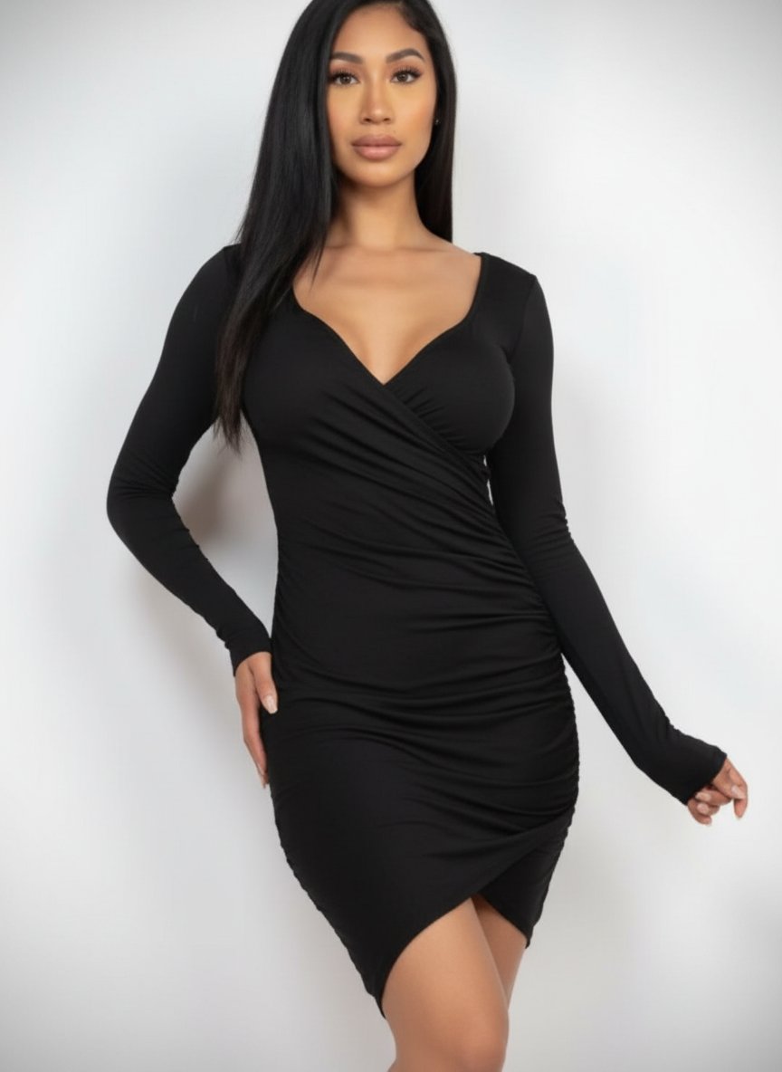 Robe noire moulante Motivi à manches longues - Style chic et soirée