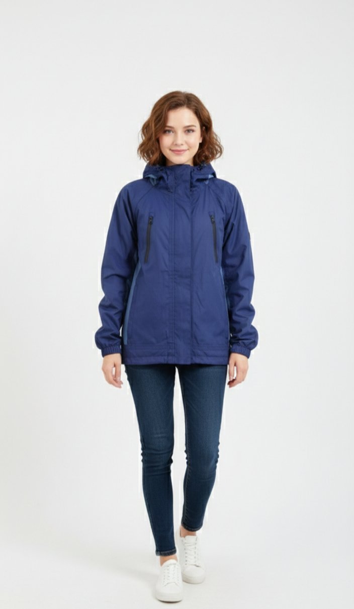 Veste de randonnée imperméable bleue à capuche❄️