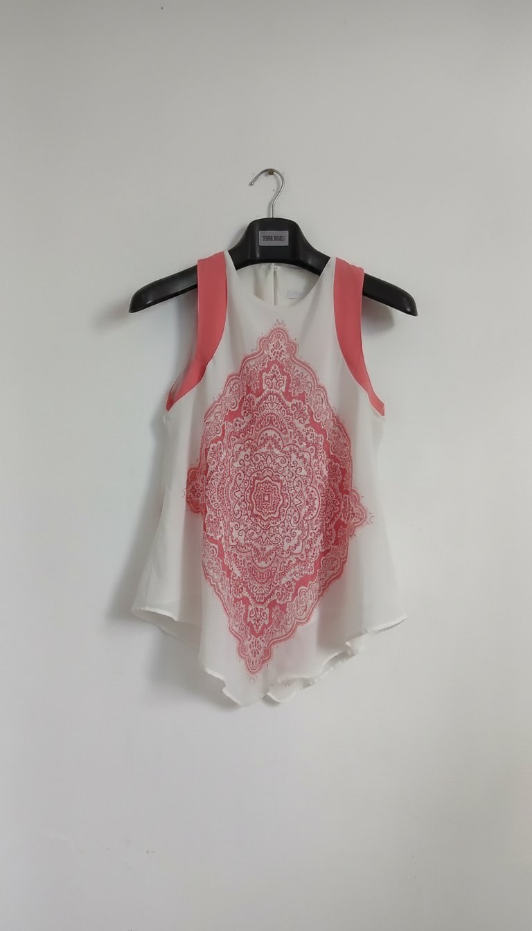 Top fluide Promod - Motif Mandala Corail - Style Bohème Chic
