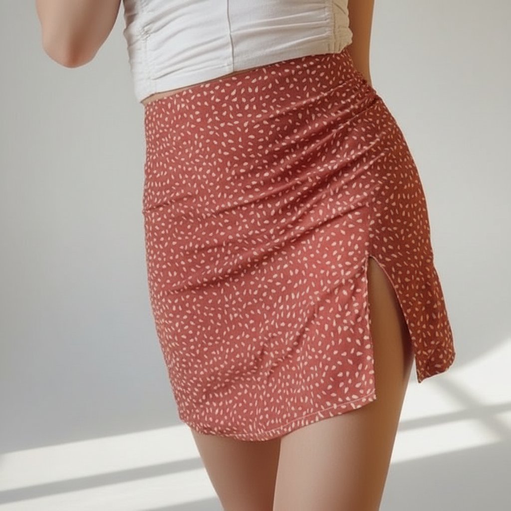 Jupe courte fluide rose corail – Style romantique - Shein Taille 38