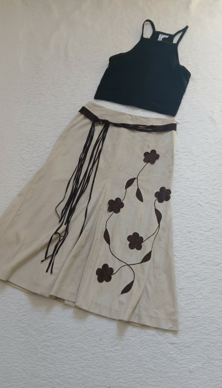 Jupe bohème chic L'Attimo - Couleur beige et chocolat