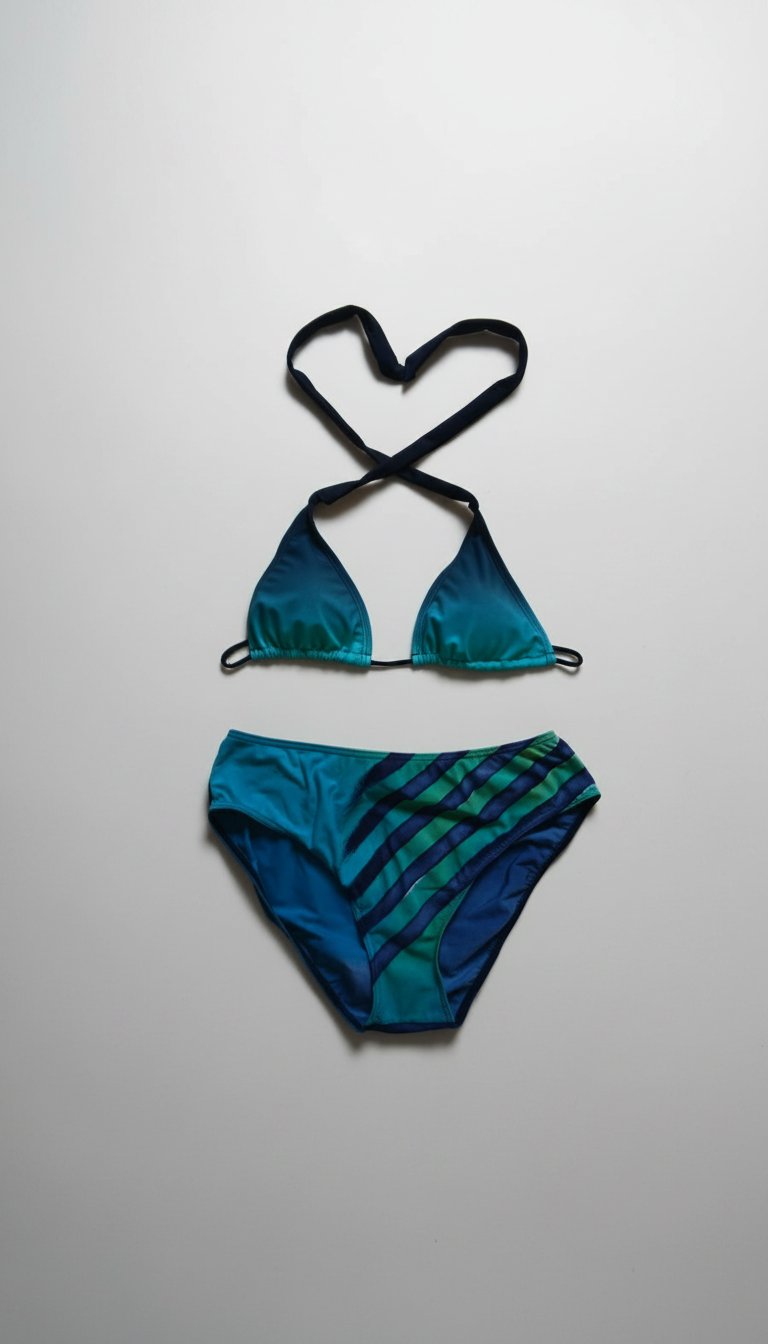 Maillot de Bain 2 Pièces GINA BENOTTI - Dégradé Bleu & Vert - Culotte Haute 