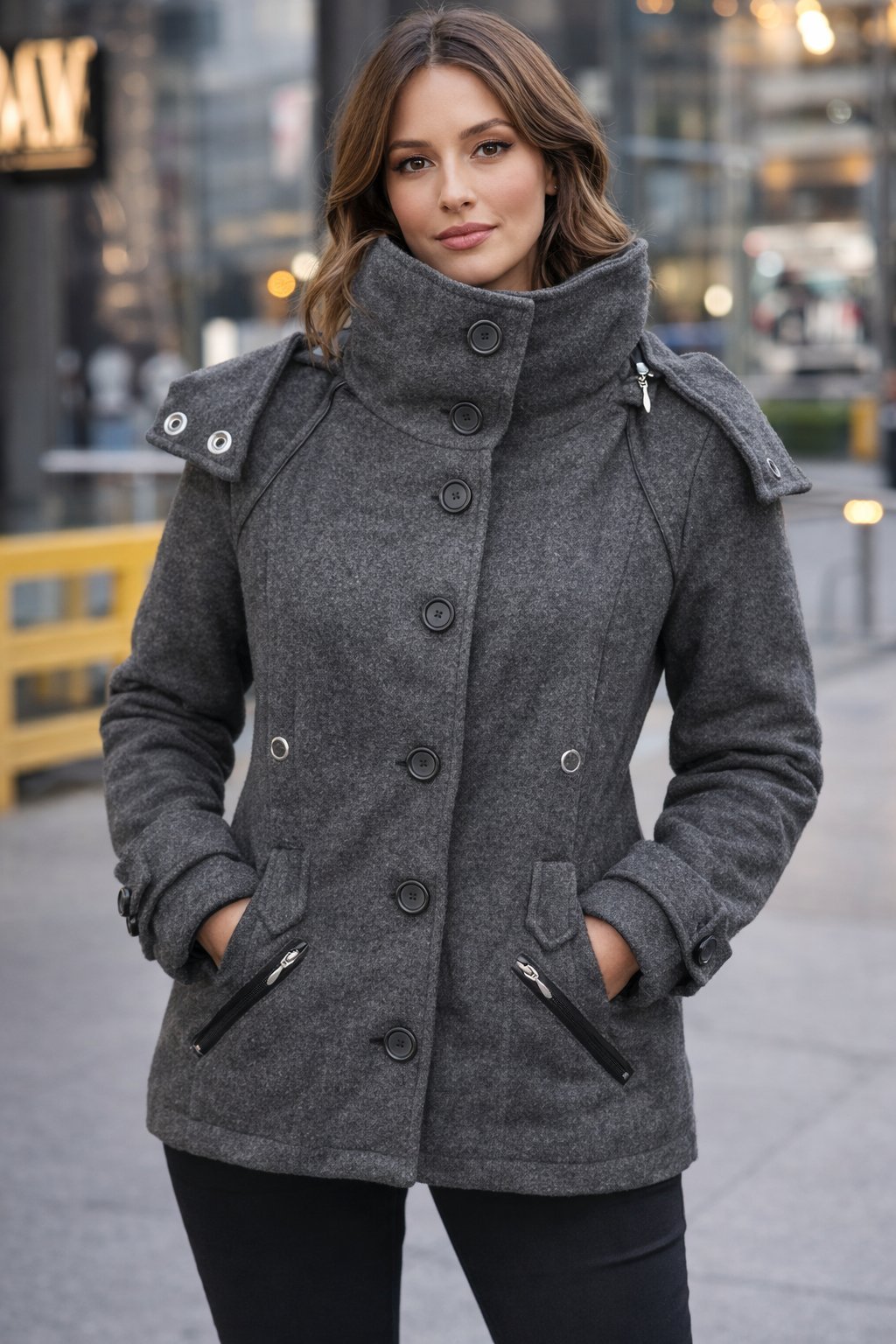 Manteau court structuré – Style officier & Col haut ❄️