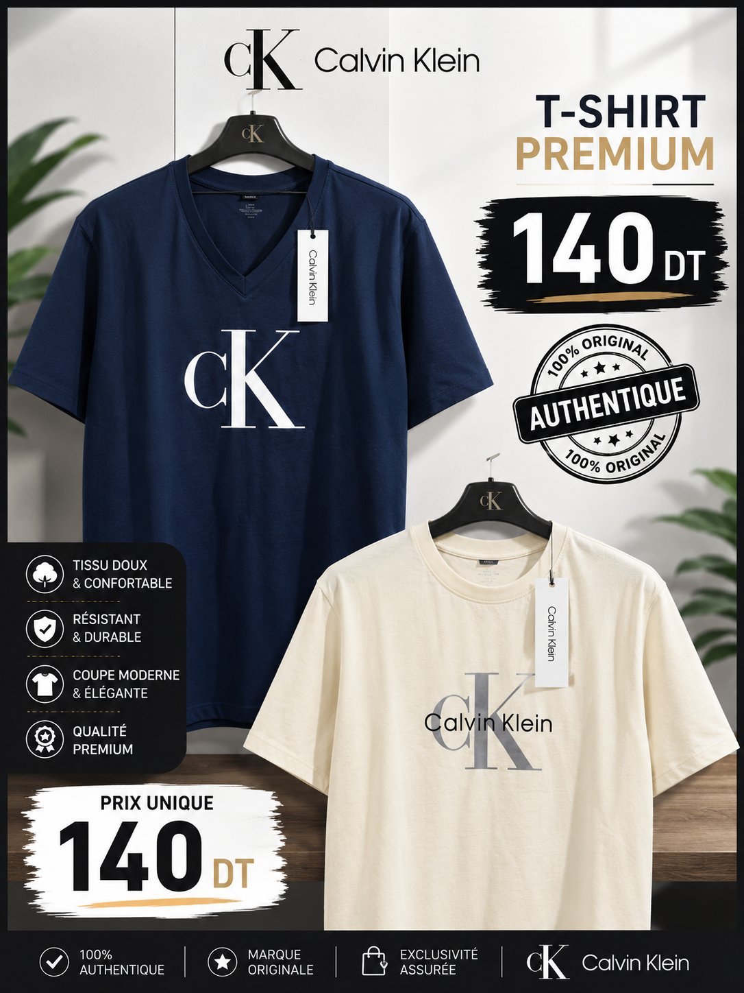 Pull homme et femme CALVIN KLEIN en 2 couleurs différents : bleu et jaune 