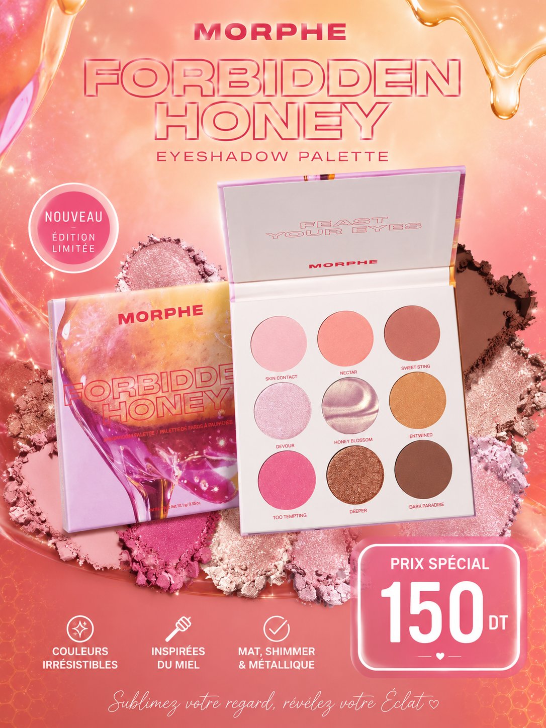 Palette fard a paupière MORPHE Référence FORBIDDEN HONEY 
