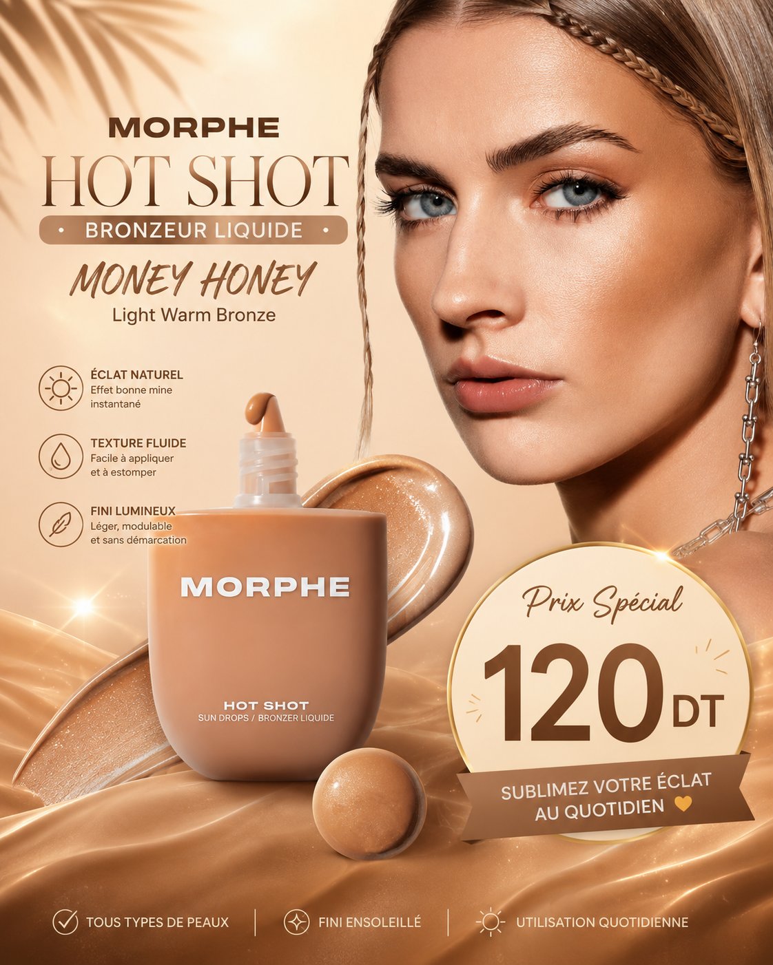 Bronzeur liquide MORPHE Référence MONEY HONEY 